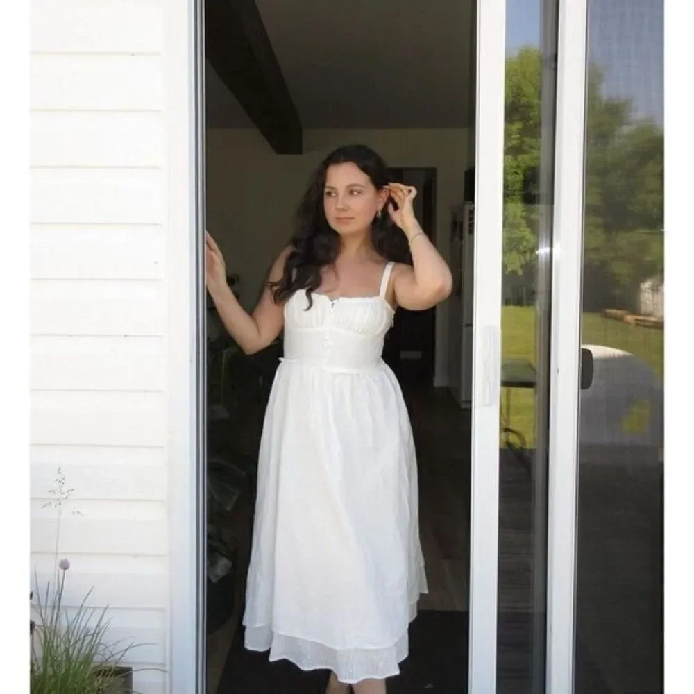 Commense French Ruffle Hem Cami Tiered Skirt Midi Dress‎ Size X-Large - Picture 8 of 11